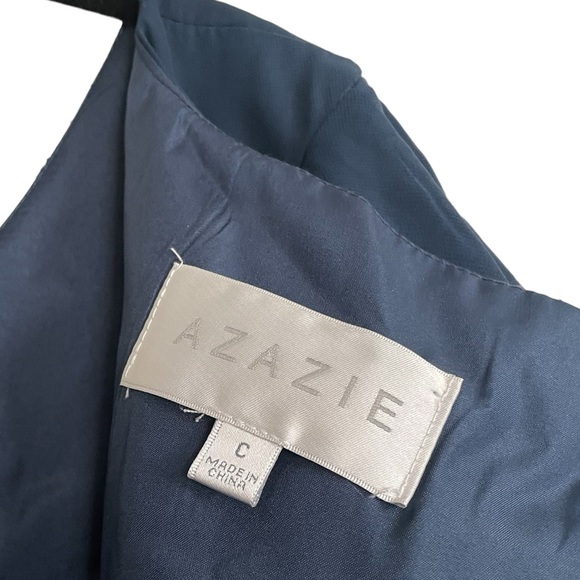 AZAZIE HADLEY A-Line Pleated Chiffon Knee-Length Dress Dark Navy custom size - Picture 13 of 15